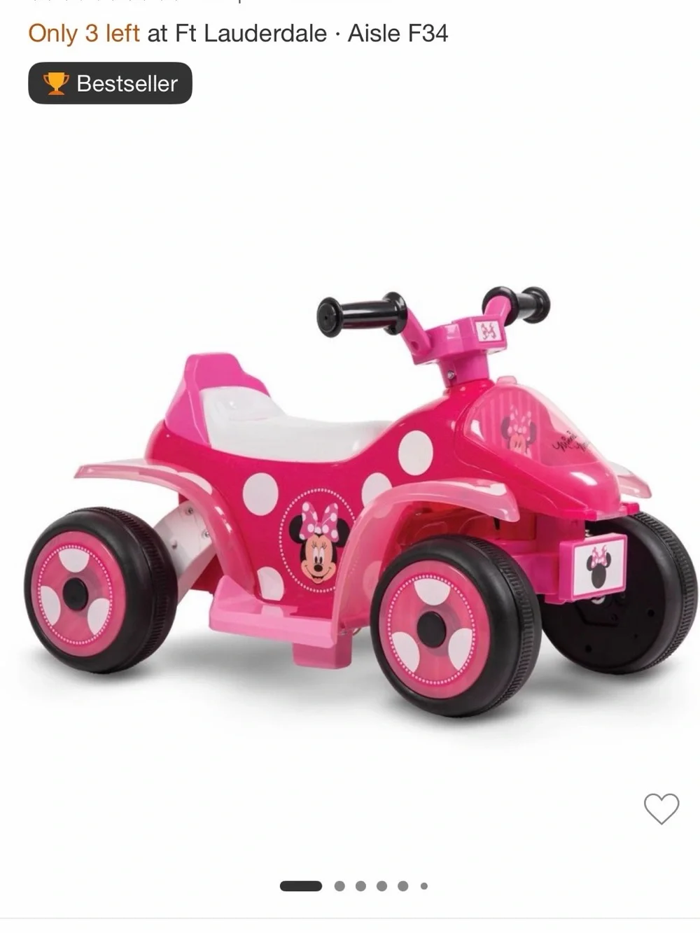 Disney Minnie Mouse Hot Pink and White Ride-On Quad